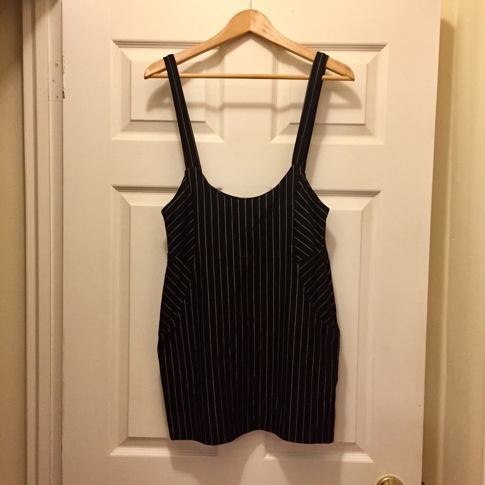 Pinstriped suspender dress